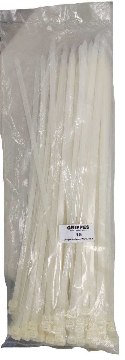 Pack of Grippes 16 inch cable ties for securing and organizing cables and wires