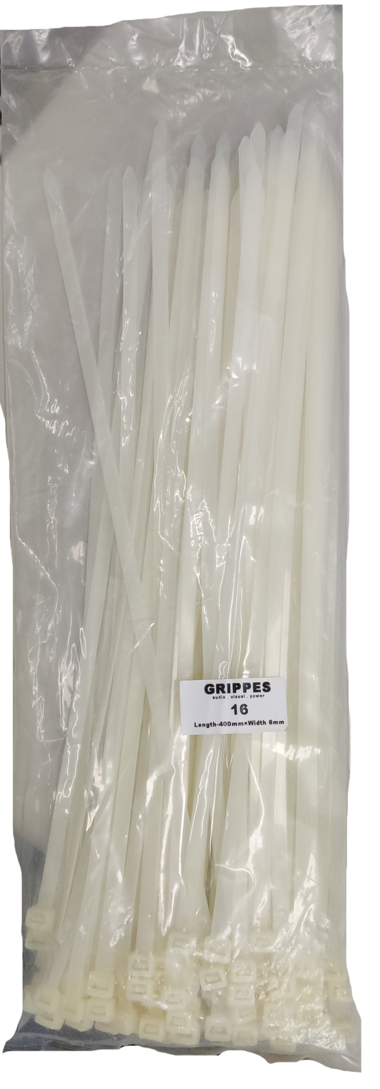Pack of Grippes 16 inch cable ties for securing and organizing cables and wires