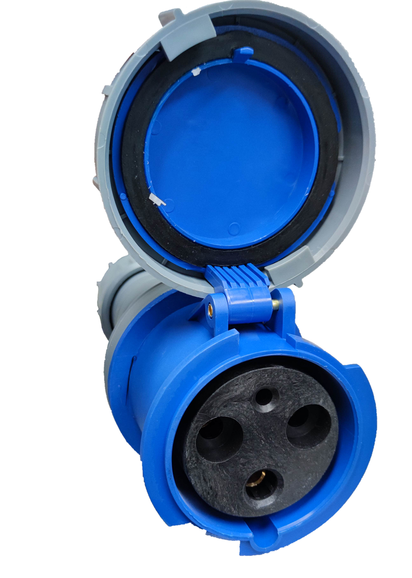 Grippes 3-pin heavy duty plug 250V with a durable blue casing and protective cover