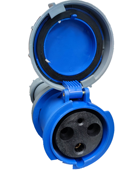 Grippes 3-pin heavy duty plug 250V with a durable blue casing and protective cover