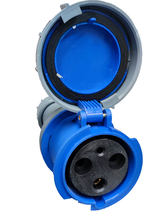 Grippes 3-pin heavy duty plug 250V with a durable blue casing and protective cover