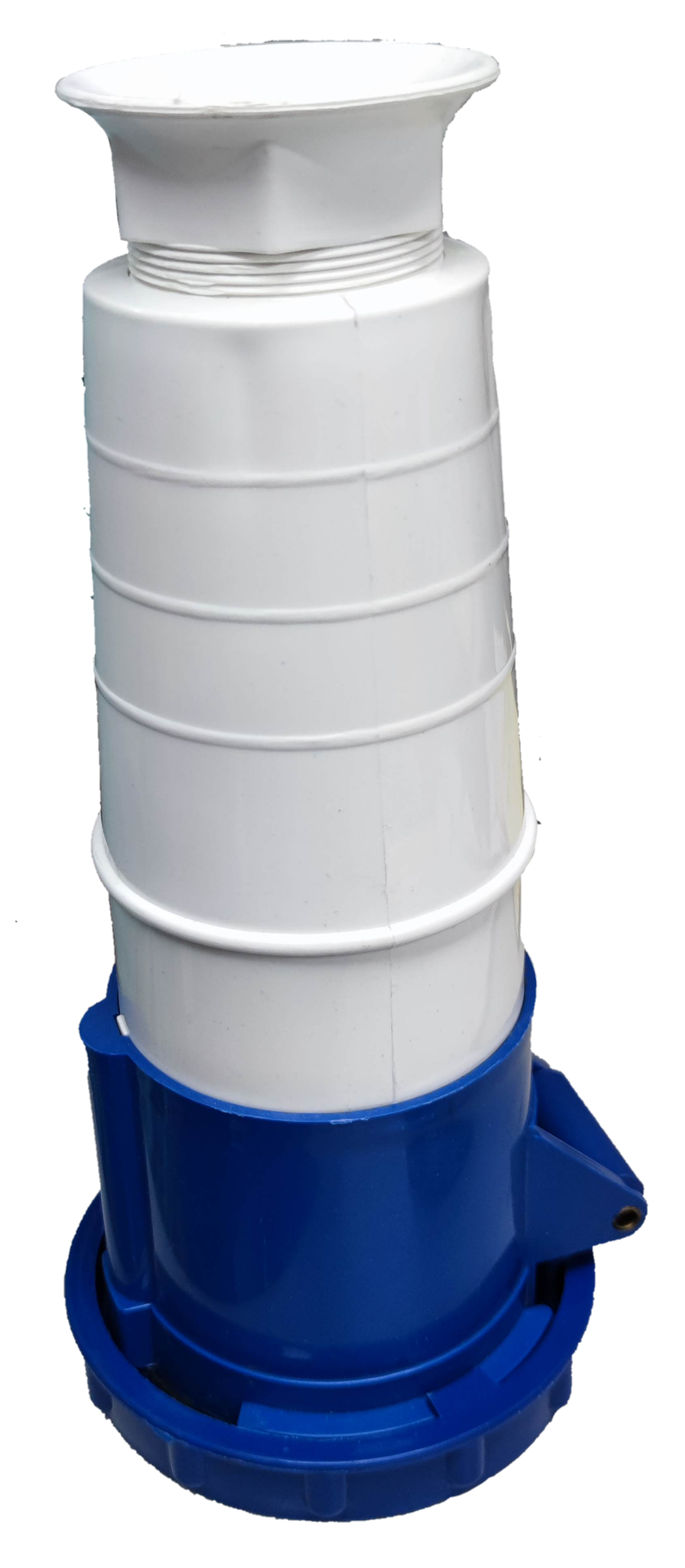 Grippes 63A industrial outlet connector in white and blue for electrical circuitry and parts