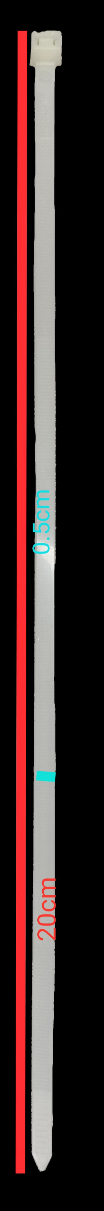Grippes Cable Tie 8 Inch white with measurement markings for electrical trade tools and testers