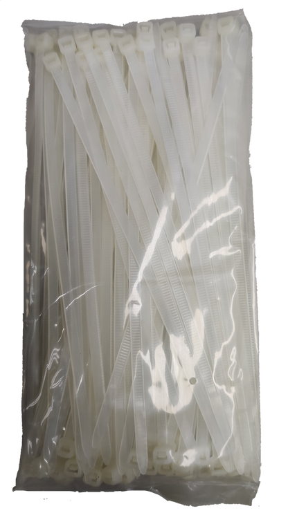 Pack of Grippes Cable Tie 8 Inch white nylon cable ties for electrical and trade use