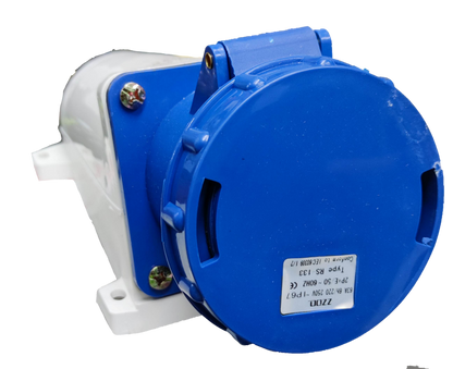 Grippes industrial wall outlet 63A blue heavy-duty power point with protective cover