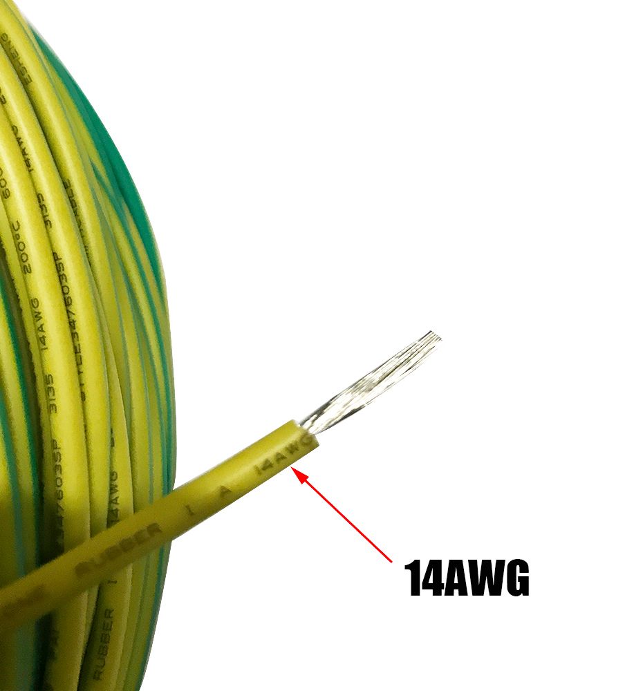 Yellow and green Grounding Cable 2.0mm AWG14 with exposed silver wire strands from China
