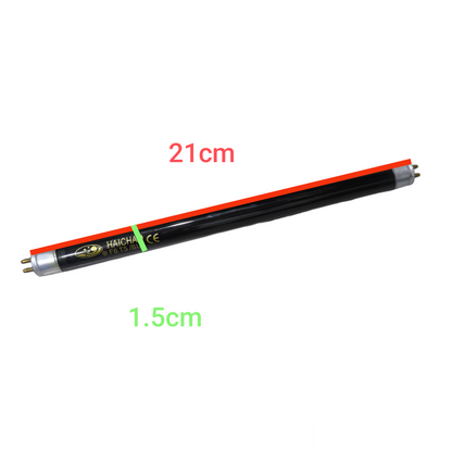 Hai Chao 6W T5 black light fluorescent tube measuring 21cm in length and 1.5cm in diameter