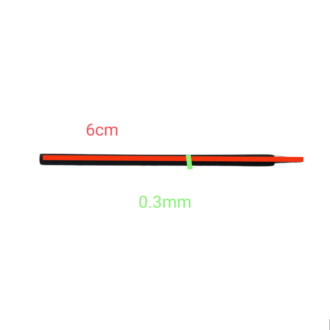 Hakko 20W Soldering Iron Black Tip replacement part measuring 6cm length and 0.3mm tip size