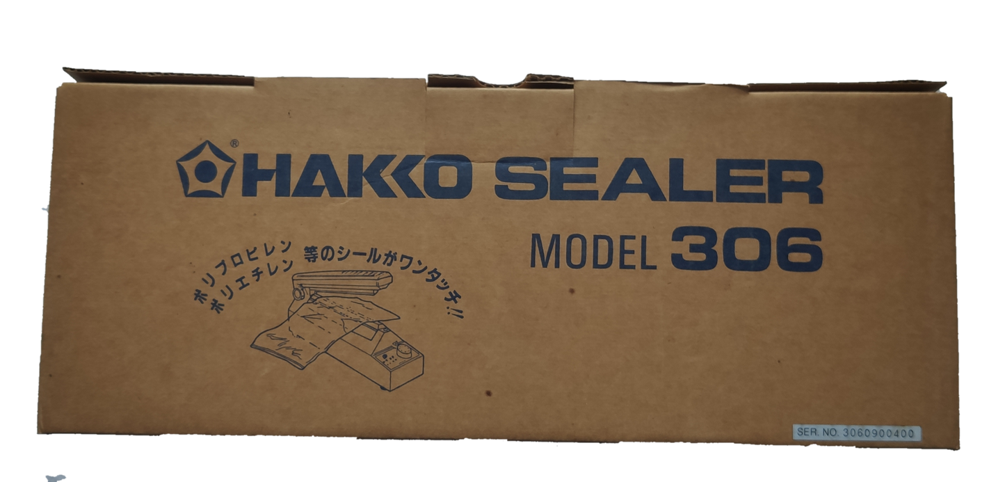 Hakko Sealer Model 306 Plastic Sealer 8 Inch 220V Made in Japan in brown cardboard packaging