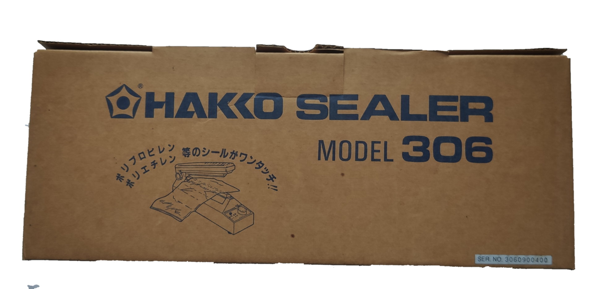 Hakko Sealer Model 306 Plastic Sealer 8 Inch 220V Made in Japan in brown cardboard packaging