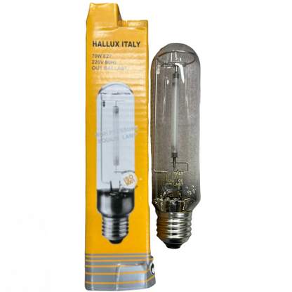 Hallux 70W High Pressure Sodium E27 high intensity discharge bulb with clear glass and metal base
