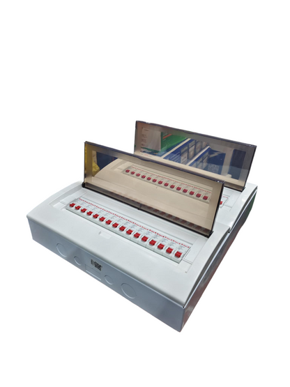 HDB Type Miniature Circuit Breaker panel box with transparent cover and red switches by Himel and ZY