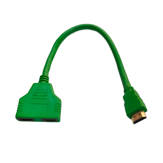Green HDMI splitter 1 to 2 cable for connecting one device to two displays