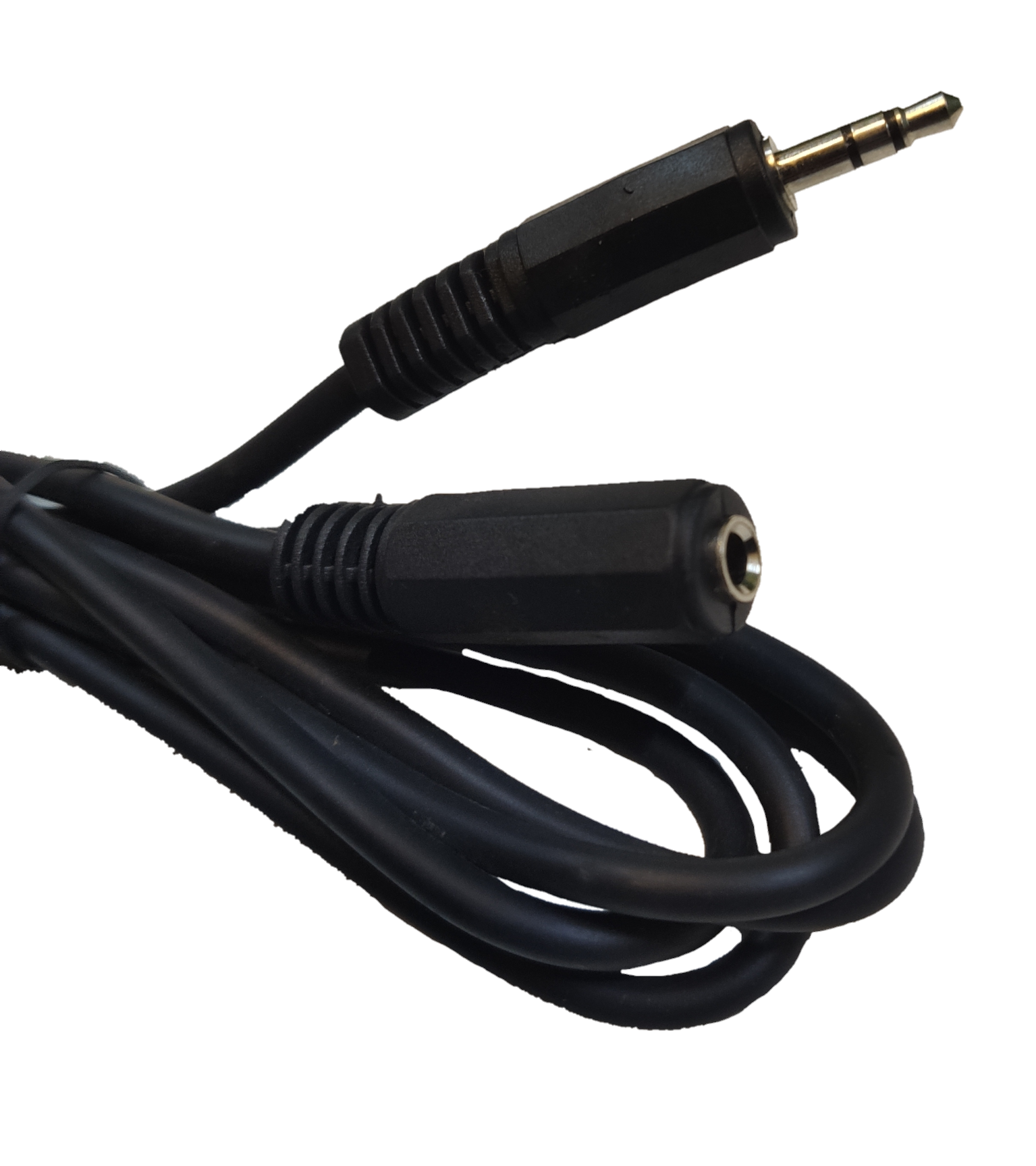 1 Meter headphone extension cable with black connectors for enhanced audio connectivity