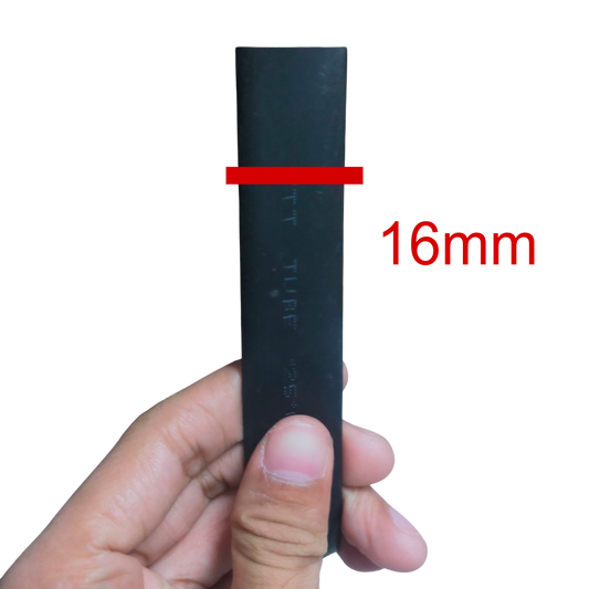 Hand holding a black 16mm Heat Shrinkable Tube Black for cable management from China