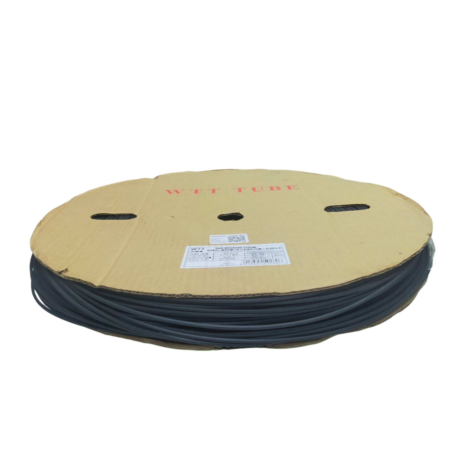 Roll of Heat Shrinkable Tube Black-2mm cable management tubing from China on cardboard spool