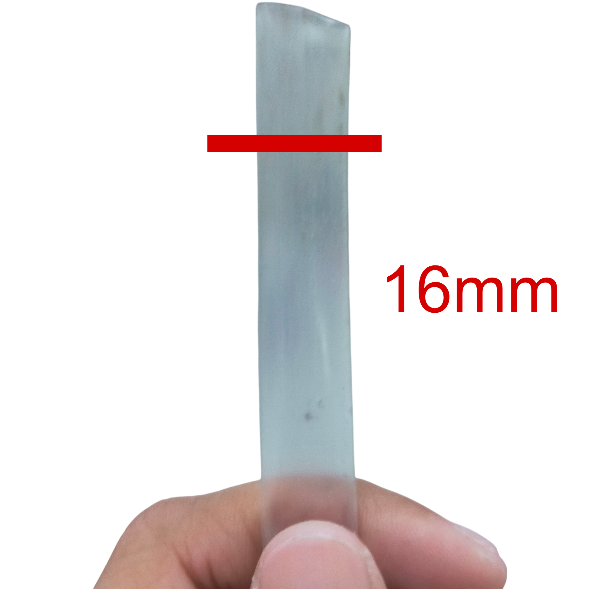 Heat Shrinkable Tube Clear 16mm held between fingers for cable management use