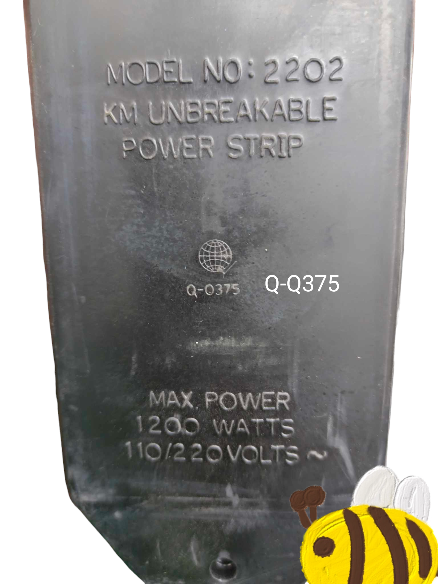 Heavy duty 4 gang extension cord power strip with model number 2202 and max power 1200 watts