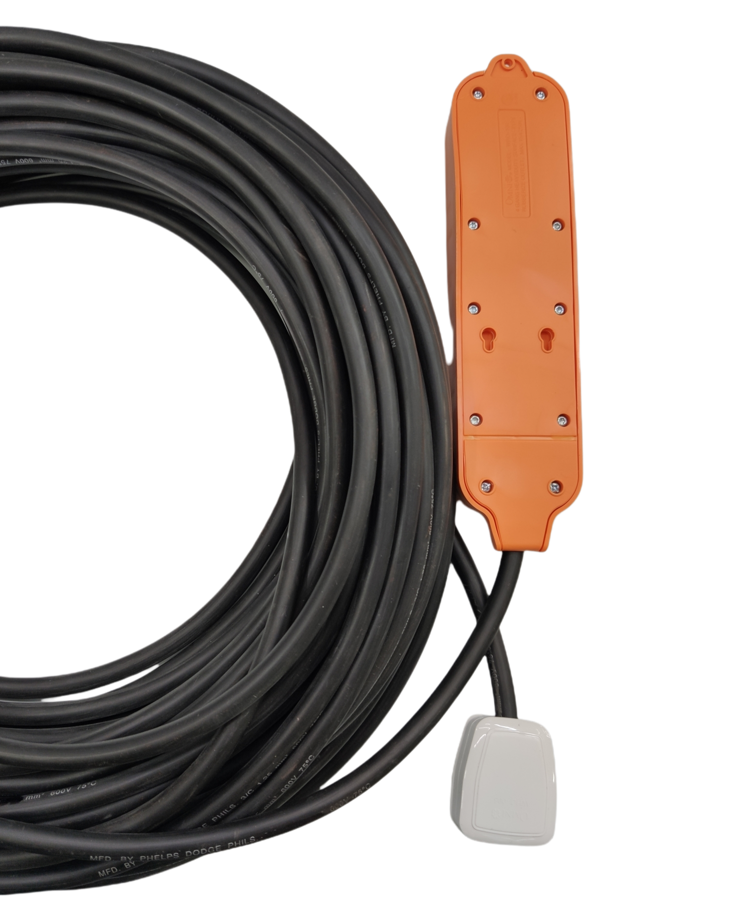 Omni and Phelps Dodge heavy duty extension cord 20 meters designed for outdoor and indoor use