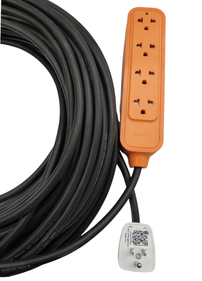 Omni heavy duty extension cord 20 meters with multiple outlets for versatile use