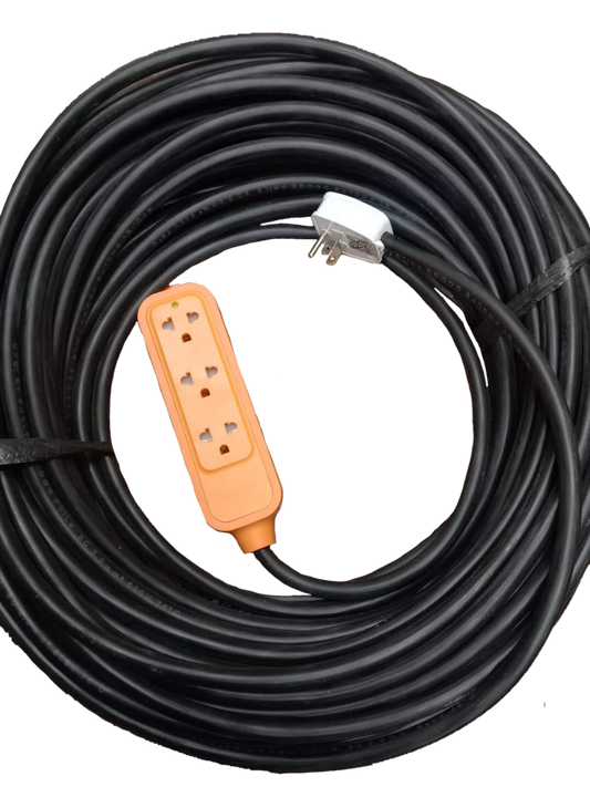 Omni & Phelps Dodge heavy duty extension cord with ground featuring orange outlet strip and black cable