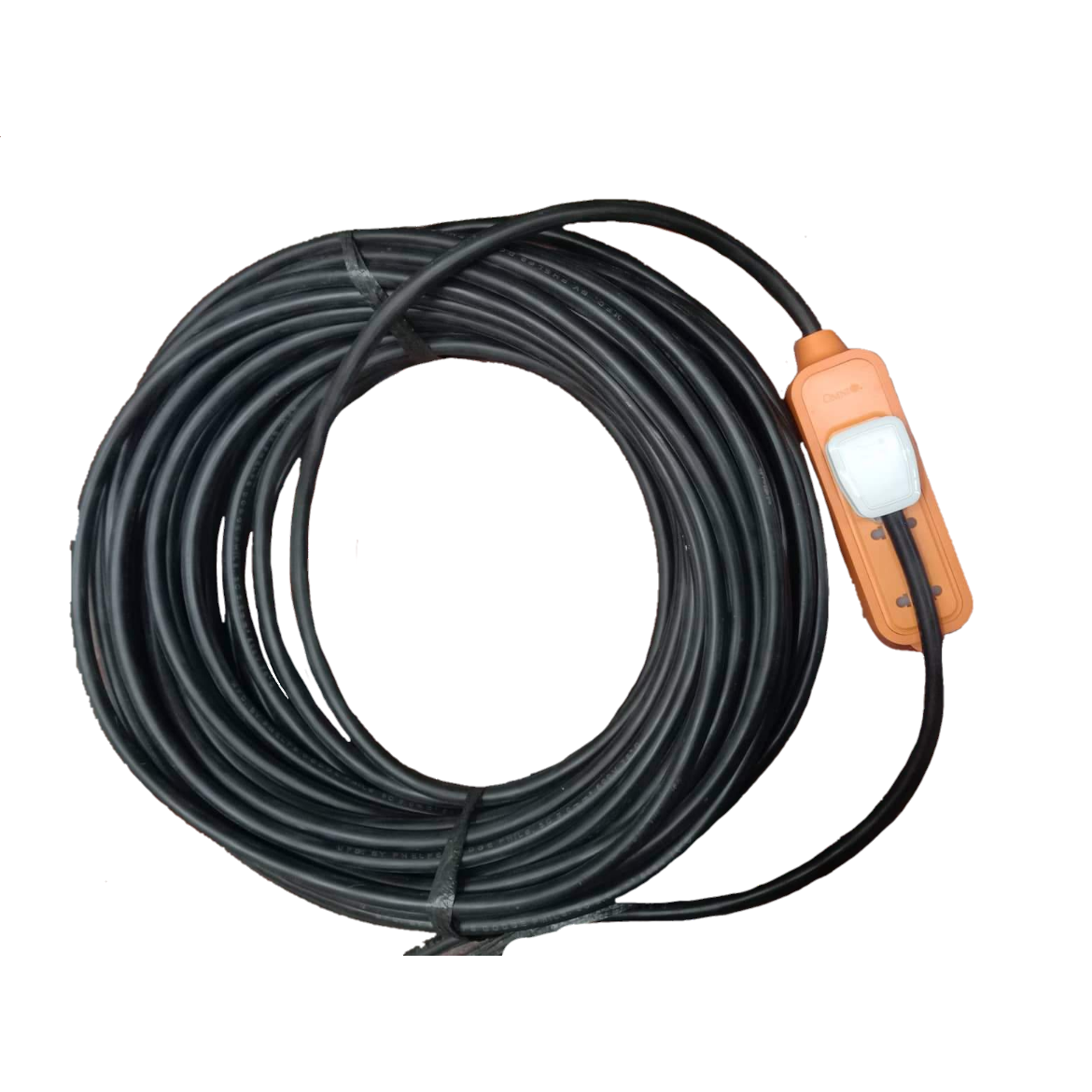 Omni & Phelps Dodge heavy duty extension cord with ground in black with orange power strip