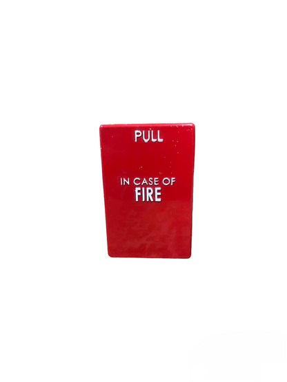 Hellux 220V fire alarm pull switch in red with white pull in case of fire text