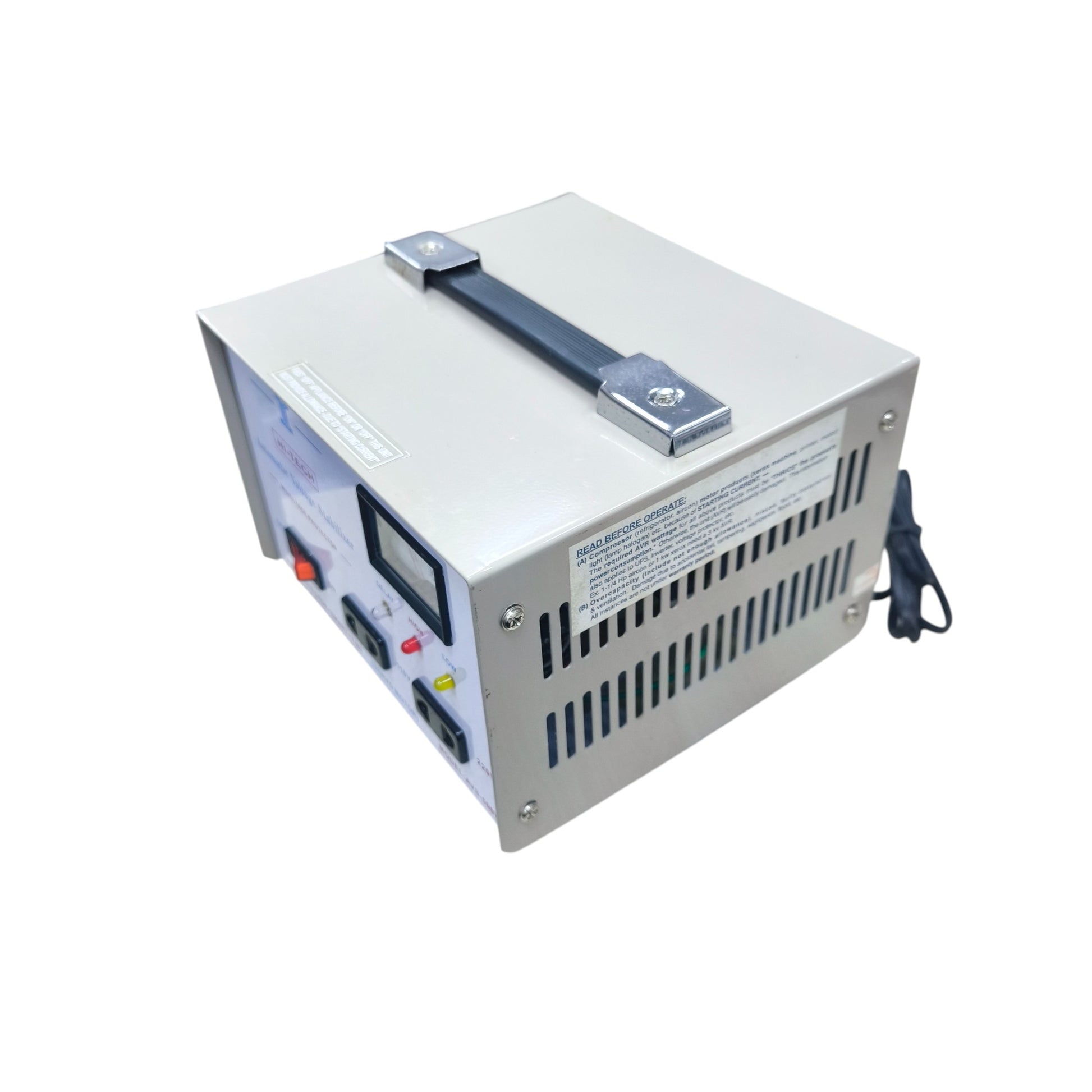 Hi-Tech 500W Automatic Voltage Regulator with metal casing and handle for stable power supply
