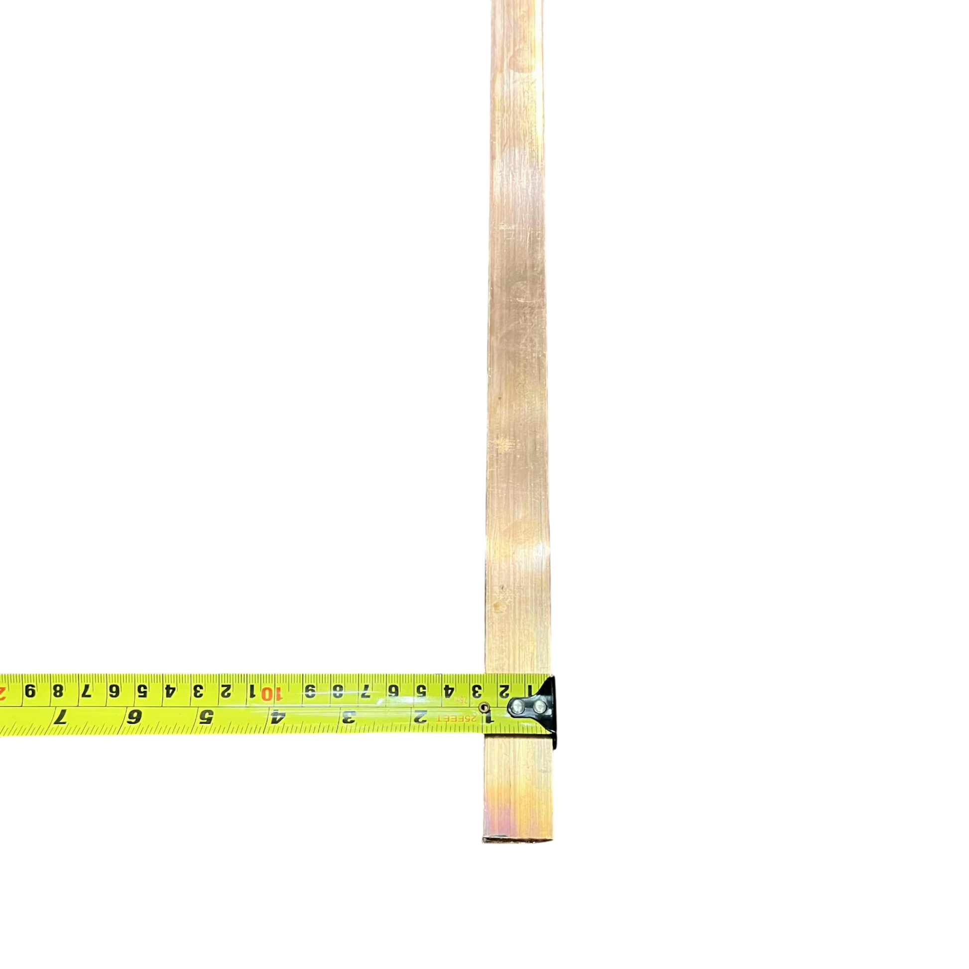 High current copper bus bar with measuring tape for precise dimensions and installation planning