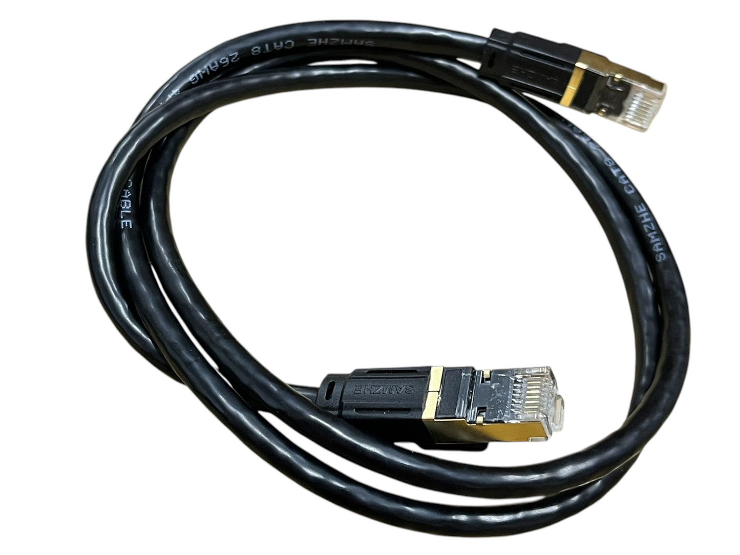 High performance Ethernet patch cord black cable with clear connectors suitable for fast network connections