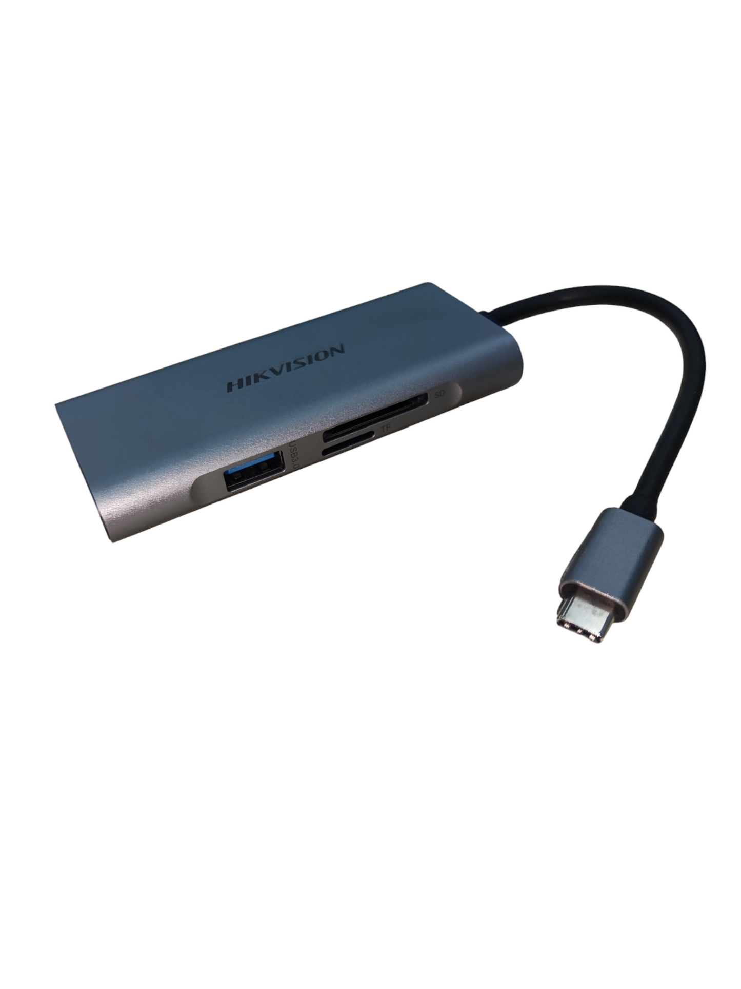 China made USB-C to Multi-port Hub with USB and card reader ports in a sleek metallic design