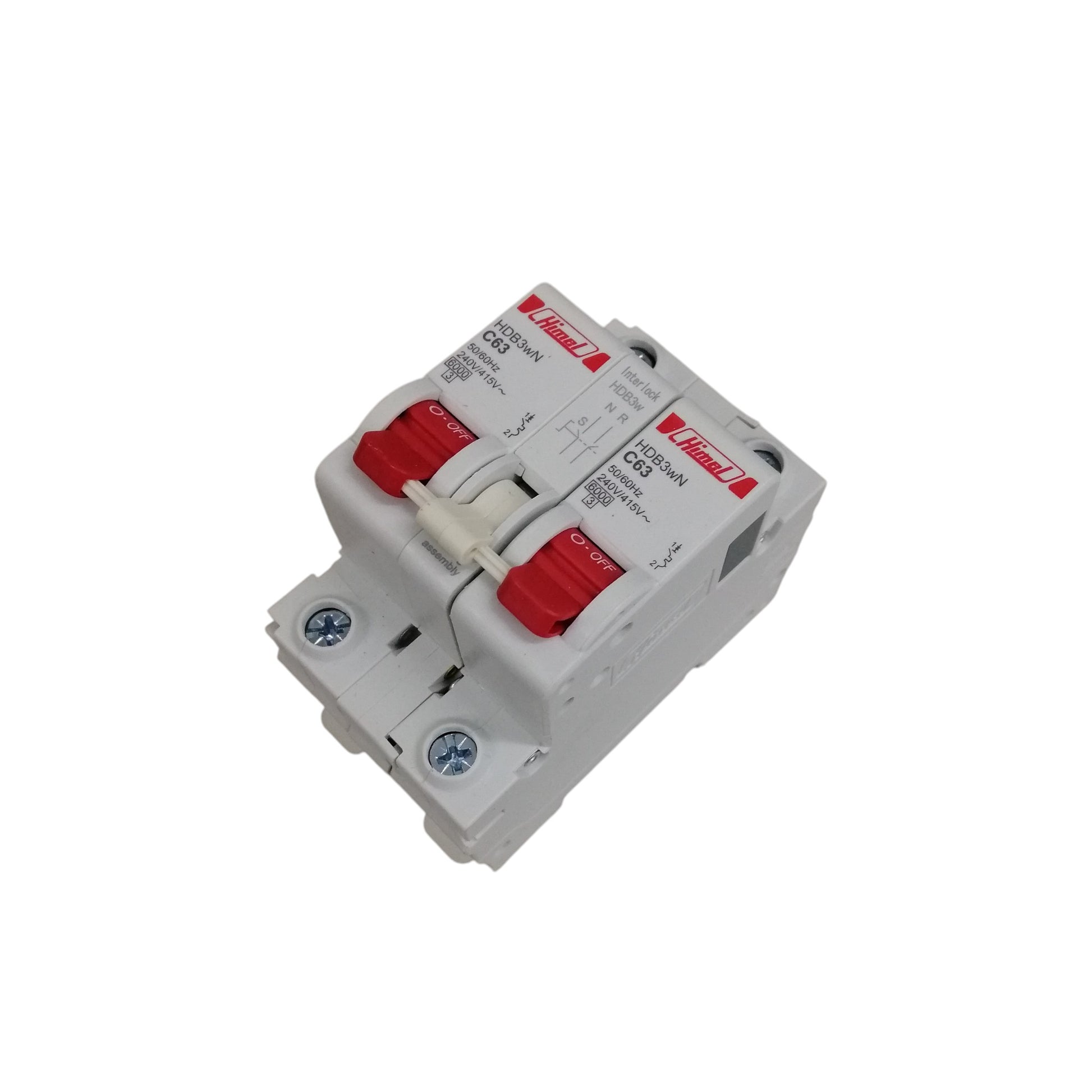 Himel circuit breaker manual transfer switch 63A dual pole white housing red switches