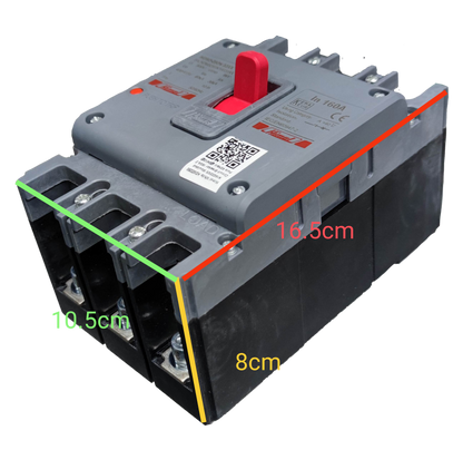 Himel 160A Industrial Circuit Breaker 3 Pole with red toggle switch and compact design