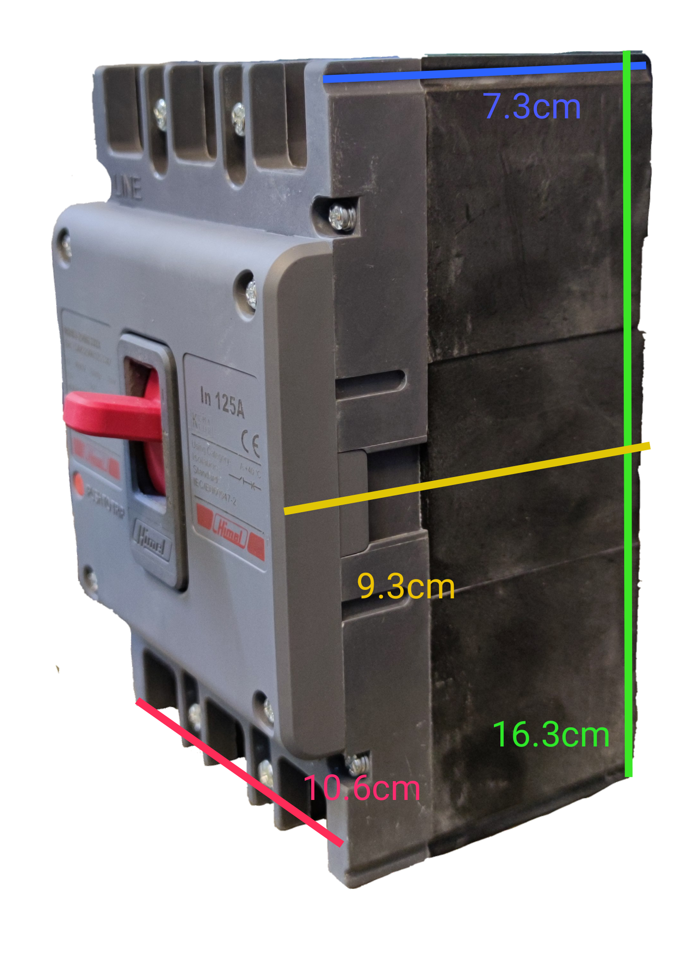 Himel 180A MCCB Industrial Circuit Breaker 3P gray molded case three pole device with red handle