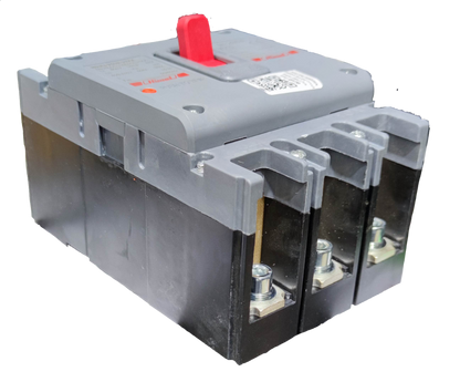 Himel 200A industrial circuit breaker with three pole design and red toggle switch