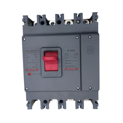 Himel 315A 4 Pole 220V 70 KAIC 400V breaker with red switch for electrical protection