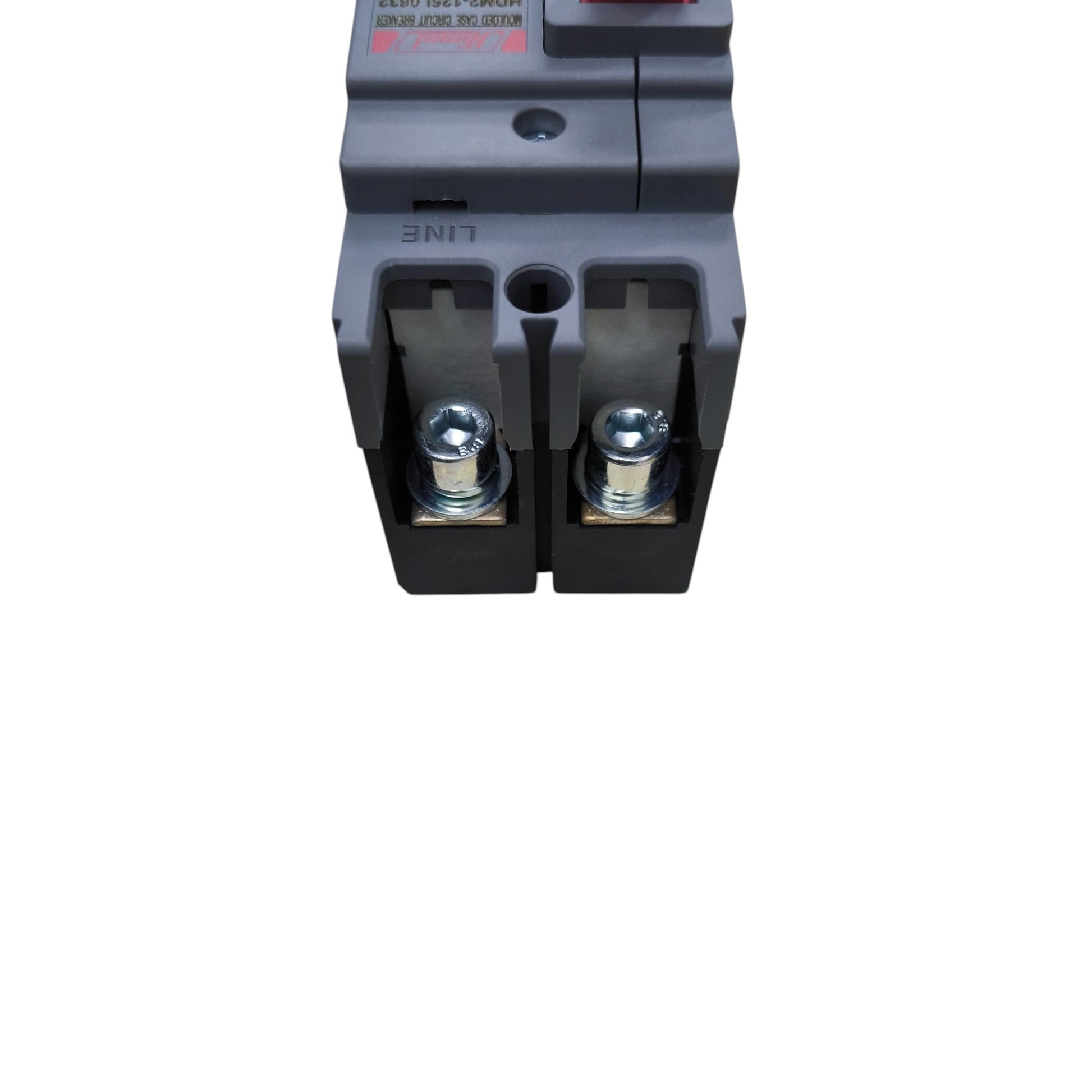Himel 40A 2 Pole Molded Case Circuit Breaker showing connection terminals and line markings