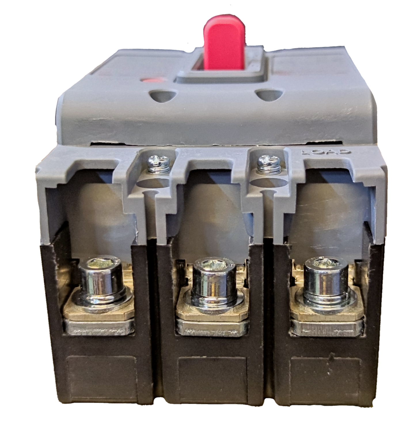 Himel 40A 3 Pole Molded Case Circuit Breaker with red toggle switch and metal connectors