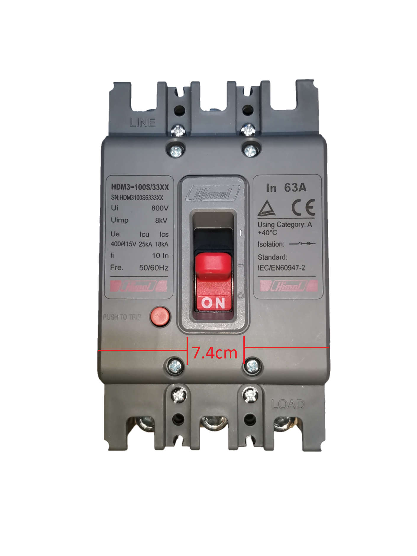 Himel 63A 3 pole circuit breaker with switch and label for electrical safety installations