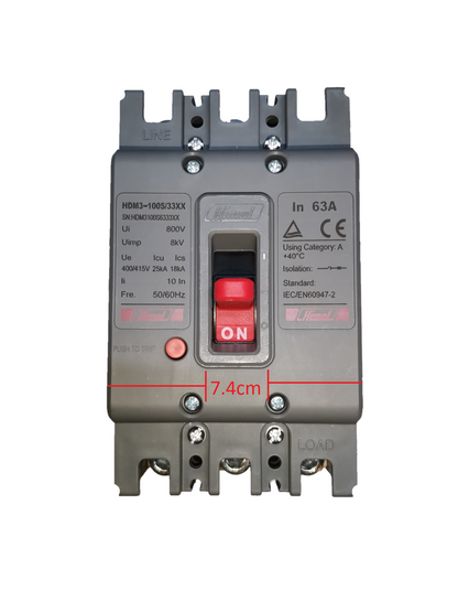 Himel 63A 3 pole circuit breaker with switch and label for electrical safety installations
