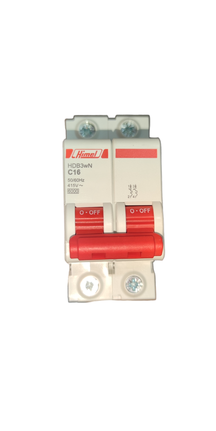 Himel Circuit Breaker 16A 2Pole 6 KAIC with red switches for electrical protection
