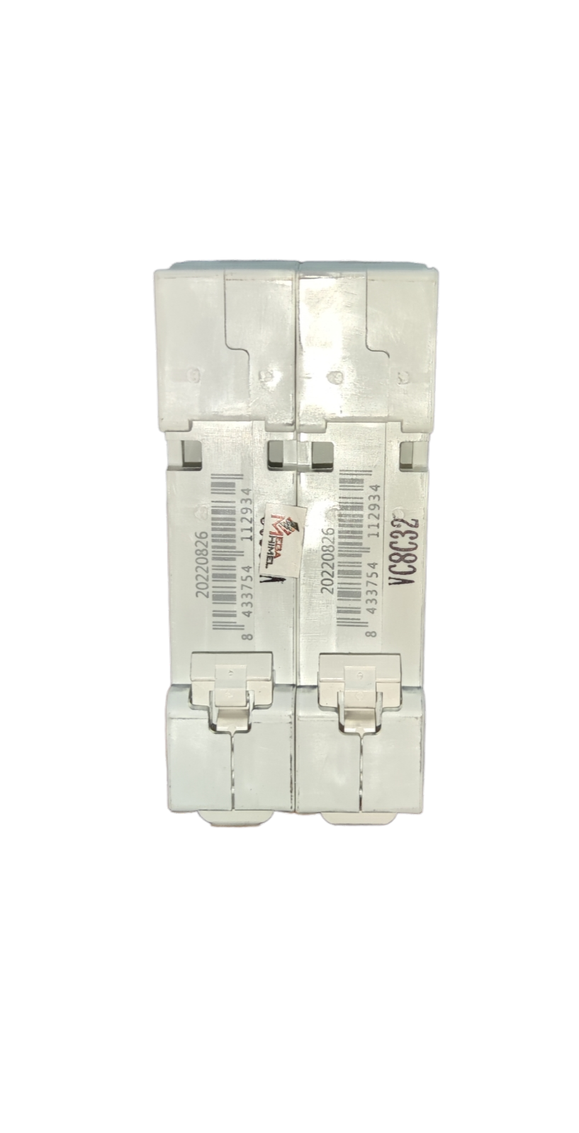 Circuit Breaker 32A 2Pole 6 KAIC white dual module DIN rail mount miniature breaker front view