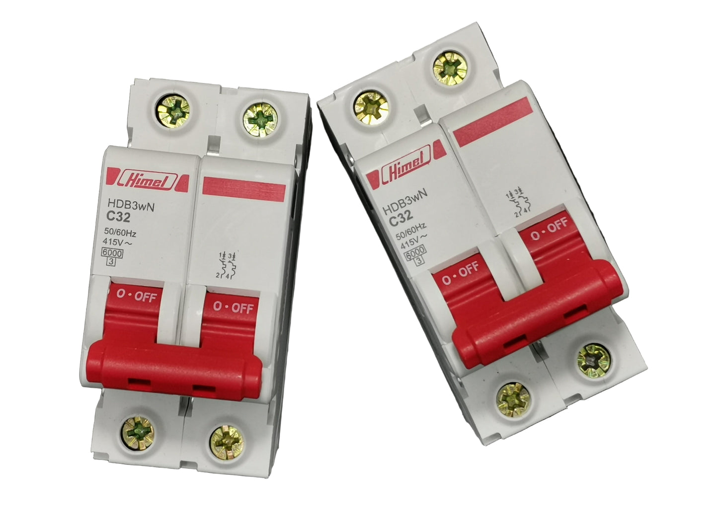 Electx Electrical Supply double pole miniature circuit breakers with red toggles Circuit Breaker 32A 2Pole 6 KAIC