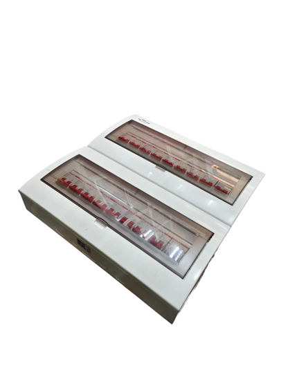 Himel 17 branch 2 pole circuit breaker white dual row distribution board with transparent cover and red switches