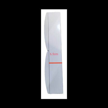 Himel 17 branch 2 pole MCB panel white slim side profile enclosure showing 6.5 cm depth measurement