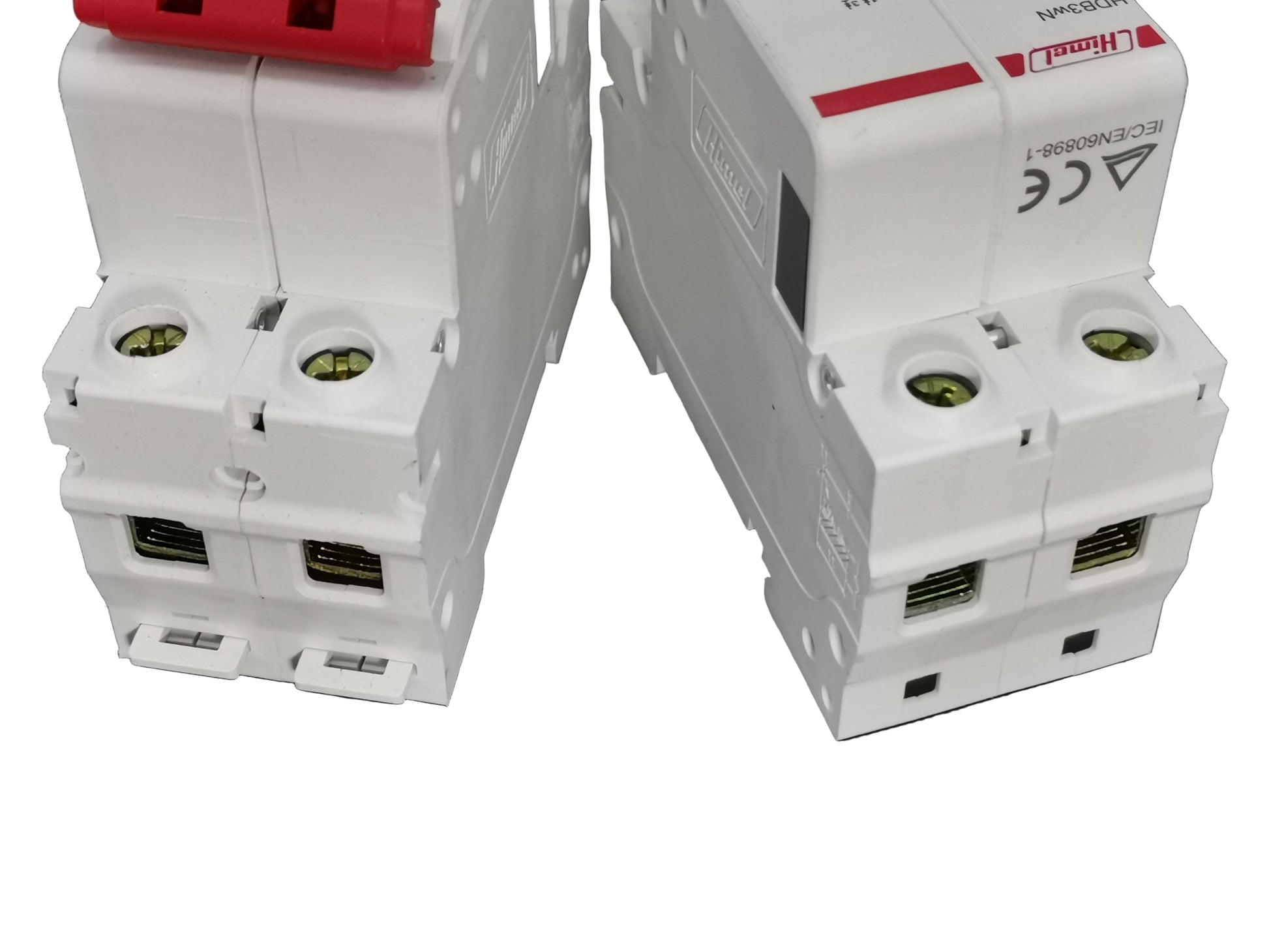Himel 40A MCB 2 pole white DIN rail miniature circuit breakers with red toggle and screw terminals