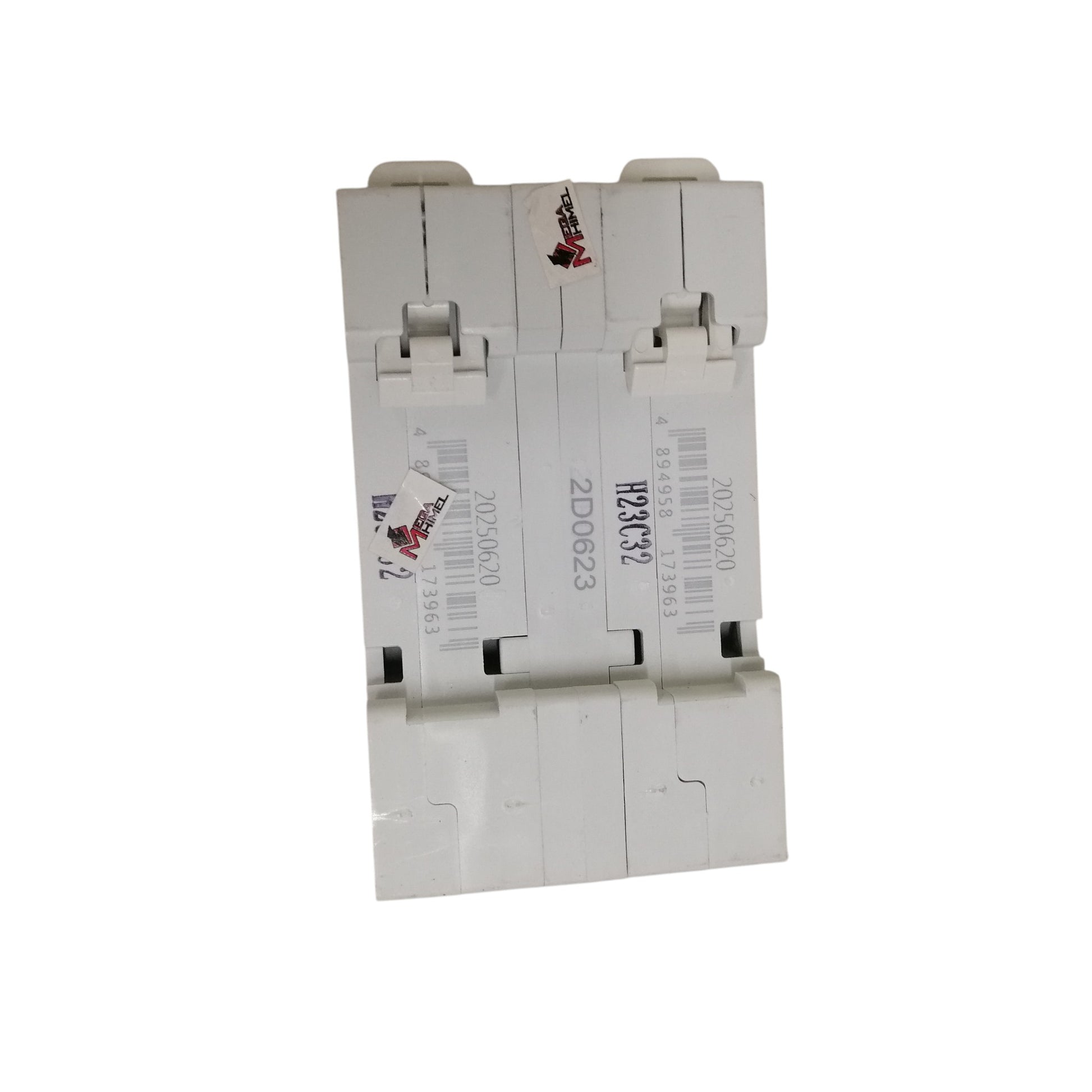 Himel manual transfer switch 32A white dual pole modular circuit breaker with snap on DIN rail mounts