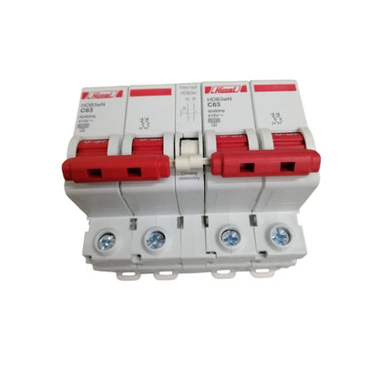 Himel manual transfer switch 63A white four pole circuit breaker with red toggle handles for power distribution