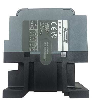 Himel Magnetic Contactor 18A 220V power point switch with CE certification and technical specifications label