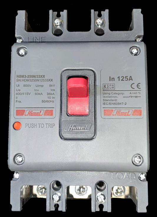 Himel MCCB 3 pole 35kaic Circuit Breaker with Push to Trip Feature and 125A Rating